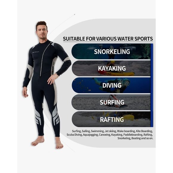 Seaskin 3mm Full Body Wetsuit Men's Size XXXL (READ MEASUREMENTS IN DESCRIPTION) - Picture 9 of 10